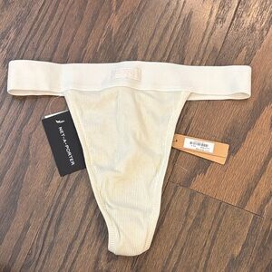 SKIMS Cream Ribbed Thong
